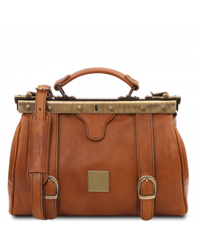 Tuscany Leather Monalisa - Doctor gladstone leather bag with front straps  Colour Dark Brown