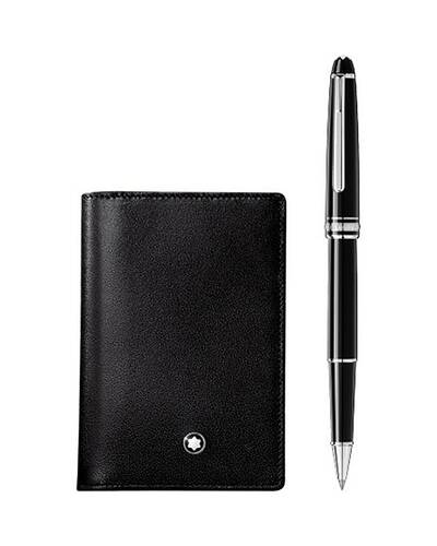 Montblanc Set con Meisterstück Platinum Classique Roller e porta biglietti da visita con soffietto - MB118907