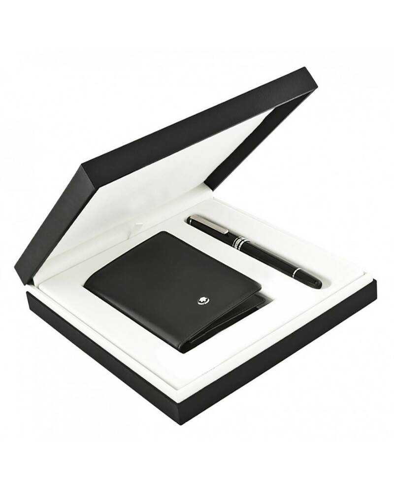 Montblanc Set with Meisterstück Platinum Classique Rollerball and Business Card Holder with Gusset - MB118907