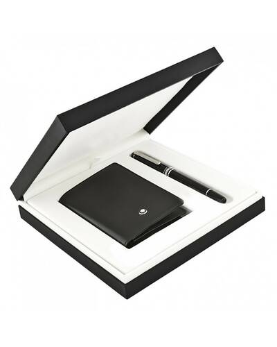 Montblanc Set con Meisterstück Platinum Classique Roller e porta biglietti da visita con soffietto - MB118907