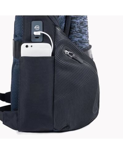 Piquadro Coleos laptop backpack with iPad®Air/Pro 9,7 compartment, USB and micro-USB enclosure, Blue - CA2943OS37/BLU