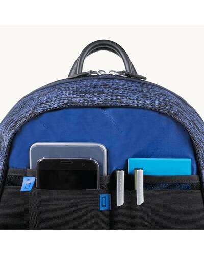 Piquadro Coleos zaino porta PC e porta iPad®Air/Pro 9,7 con placca USB e micro-USB, Blu - CA2943OS37/BLU
