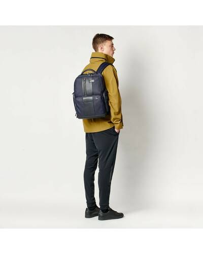 Piquadro BagMotic Computer backpack in recycled fabric, Navy Blue - CA4439BR2BM/BLU