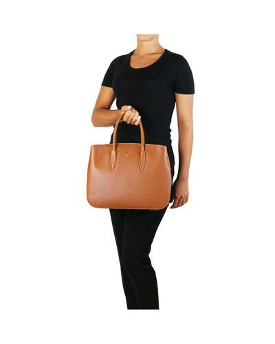 Tuscany Leather Camelia Leather Handbag Black - TL141728/2