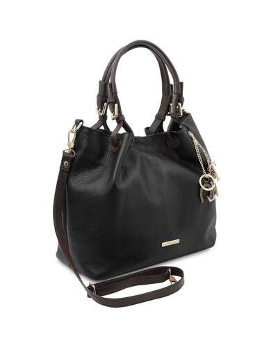 Tuscany Leather TL KeyLuck - Soft leather shopping bag Black - TL141940/2
