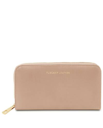 Tuscany Leather Venere - Exclusive leather accordion wallet with zip closure Champagne - TL142085/126