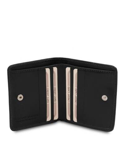 Tuscany Leather - Esclusivo portafoglio in pelle con portamonete Nero - TL142059/2