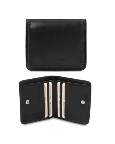 Tuscany Leather - Esclusivo portafoglio in pelle con portamonete Nero - TL142059/2