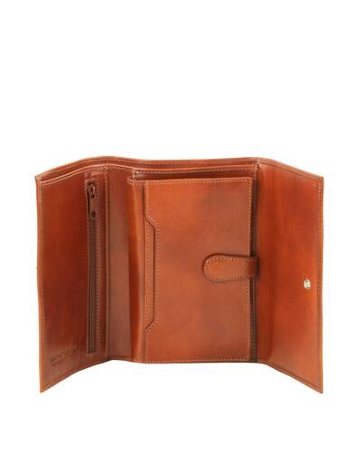 Tuscany Leather - Esclusivo portafogli in pelle da donna 4 ante Miele - TL140796/3