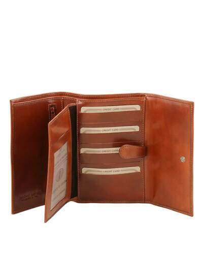 Tuscany Leather - Esclusivo portafogli in pelle da donna 4 ante Miele - TL140796/3