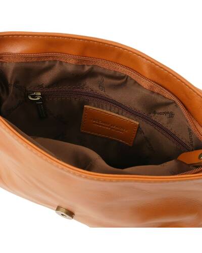 Tuscany Leather TL Bag - Soft leather shoulder bag with tassel detail Cognac - TL141223/6