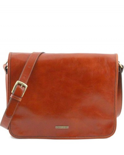 Tuscany Leather TL Messenger - Two compartments leather shoulder