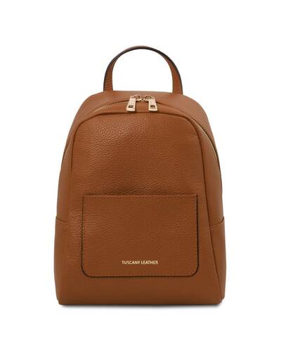 Tuscany Leather TL Bag Small Saffiano leather backpack for woman Cognac - TL142052/6