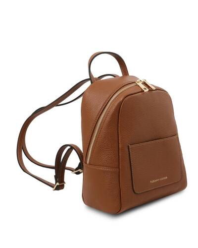 Tuscany Leather TL Bag Small Saffiano leather backpack for woman Cognac - TL142052/6