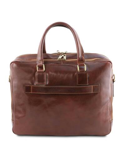 Tuscany Leather Urbino Leather laptop briefcase 2 compartments with front pocket Honey - TL141894/3