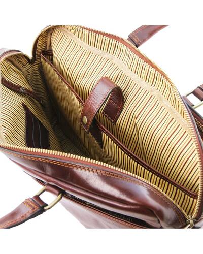 Tuscany Leather Urbino Cartella in pelle porta computer a 2 scomparti con tasca frontale Miele - TL141894/3
