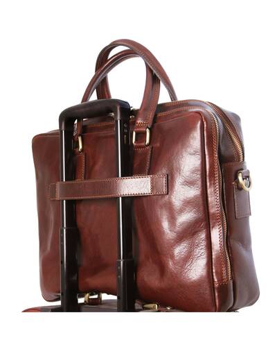 Tuscany Leather Urbino Leather laptop briefcase 2 compartments with front pocket Honey - TL141894/3