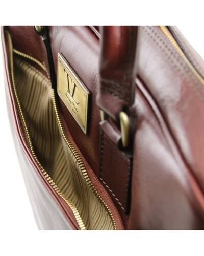 Tuscany Leather - Urbino - Cartella in pelle porta computer con tasca frontale Blu scuro - TL141241/107