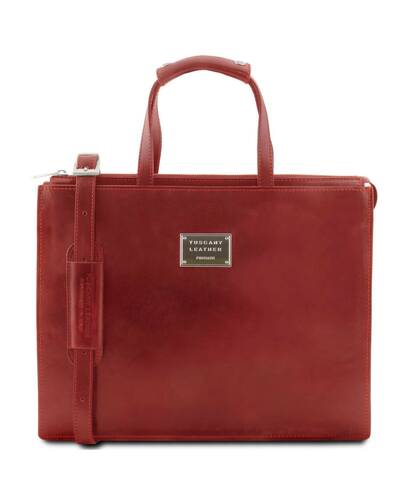 Tuscany Leather - PALERMO - Cartella in pelle da donna 3 scomparti Rosso - TL141343/4