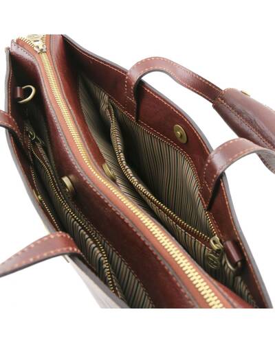 Tuscany Leather - PALERMO - Cartella in pelle da donna 3 scomparti Rosso - TL141343/4
