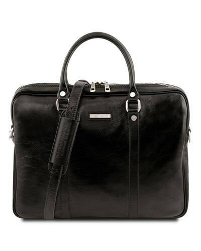 Tuscany Leather Prato - Exclusive leather laptop case Black - TL141283/2