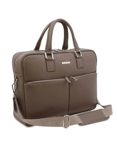 Tuscany Leather - Treviso - Leather laptop briefcase Dark Taupe - TL141986/97