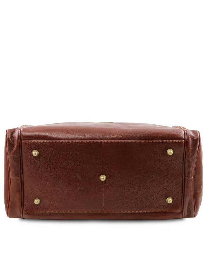 Tuscany Leather TL Voyager Borsone da viaggio in pelle con tasca sul retro  - Misura grande Marrone : : Moda