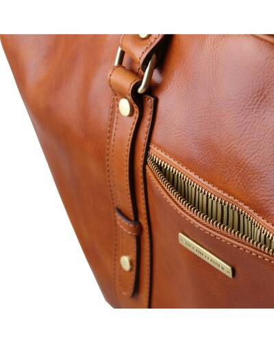 Tuscany Leather TL Voyager - Borsa da viaggio in pelle con tasca frontale Marrone - TL142140/1