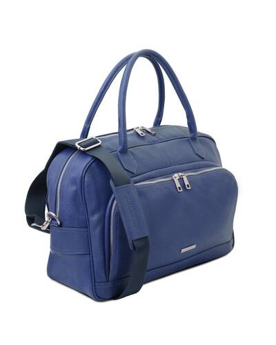 Tuscany Leather TL Voyager - Travel soft leather duffle bag Dark Blue - TL142148/107