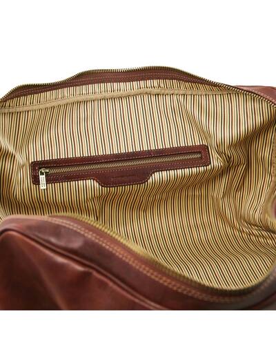 Tuscany Leather - Berlin - Travel leather duffle bag with front straps - Large size Brown - TL1013/1