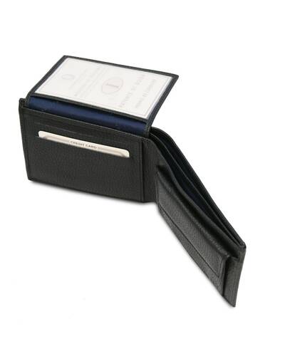 Tuscany Leather - Exclusive soft 3 fold leather wallet for men with coin pocket Black - TL142074/2