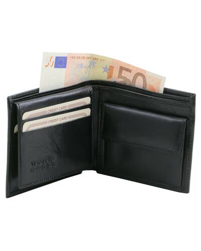 Tuscany Leather Exclusive 3 fold leather wallet for men Black - TL141377/2