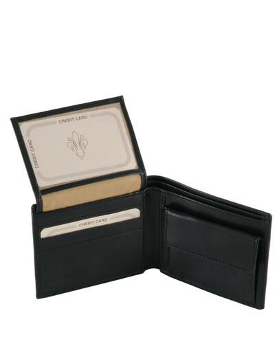Tuscany Leather Exclusive 3 fold leather wallet for men Black - TL141377/2