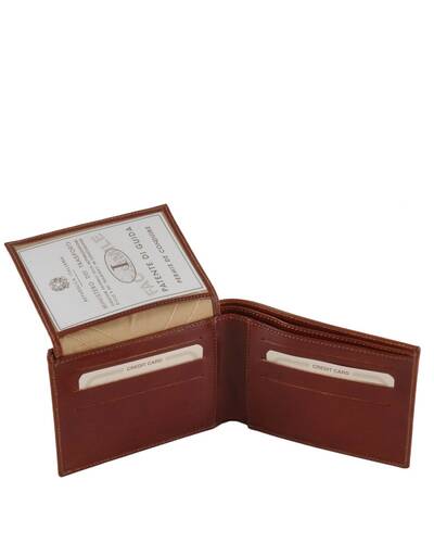 Tuscany Leather - Exclusive leather 3 fold wallet for men Dark Brown - TL140760/5