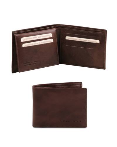 Tuscany Leather - Exclusive leather 3 fold wallet for men Dark Brown - TL140760/5