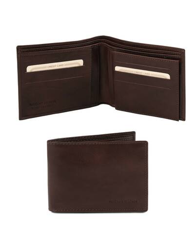 Tuscany Leather - Exclusive leather 3 fold wallet for men Dark Brown - TL140817/5