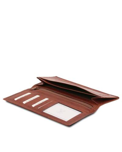 Tuscany Leather - Exclusive vertical 2 fold leather wallet for men Brown - TL140777/1
