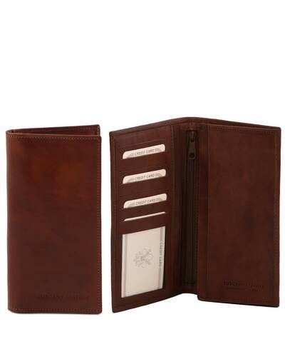 Tuscany Leather - Esclusivo portafoglio verticale in pelle uomo 2 ante Marrone - TL140777/1