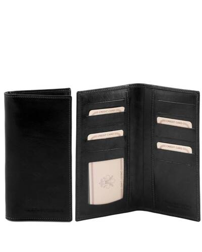 Tuscany Leather - Esclusivo portafoglio verticale in pelle uomo 2 ante Nero - TL140784/2