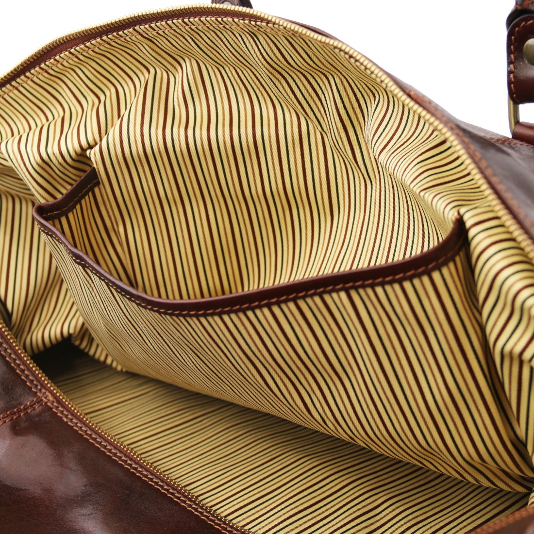 Tuscany Leather TL Voyager Borsone da viaggio in pelle con tasca sul retro  - Misura grande Marrone : : Moda