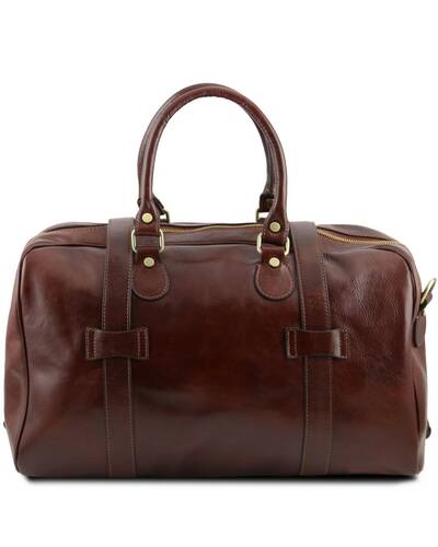 Tuscany Leather - TL Voyager - Leather travel bag with front straps - Large size Brown - TL141248/1