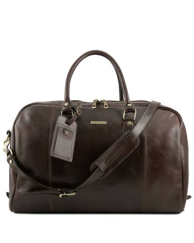 Tuscany Leather - TL Voyager - Travel leather duffle bag Dark Brown - TL141218/5