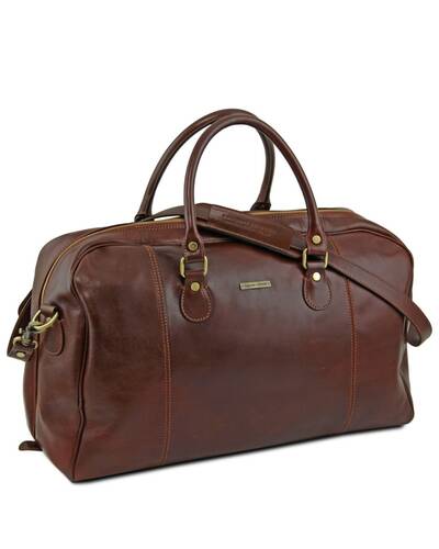 Tuscany Leather - TL Voyager - Travel leather duffle bag Dark Brown - TL141218/5