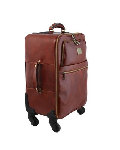 Tuscany Leather TL Voyager 4 Wheels vertical leather trolley Honey - TL141911/3