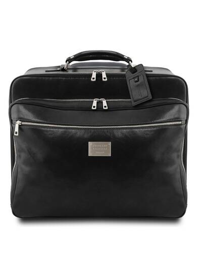 Tuscany Leather Varsavia Leather pilot case with two wheels Black - TL141888/2