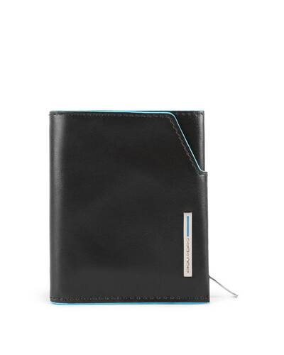 Piquadro Blue Square Mini wallet with side zipped coin pocket, Black - PU5114B2R/N