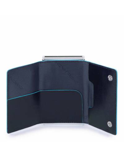 Piquadro Blue Compact wallet with sliding system and RFID anti-fraud protection, Dark Blue - PP4891B2R/BLU