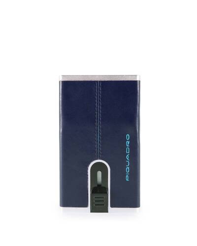 Piquadro Blue Compact wallet with sliding system and RFID anti-fraud protection, Dark Blue - PP4891B2R/BLU