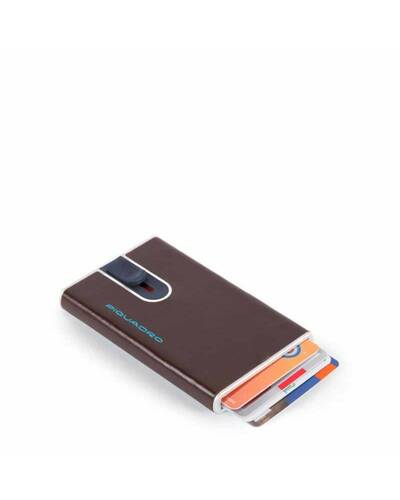 Piquadro Blue Credit card case with sliding system and RFID anti-fraud protection, Mahogany - PP4825B2R/MO