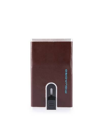Piquadro Blue Credit card case with sliding system and RFID anti-fraud protection, Mahogany - PP4825B2R/MO